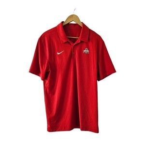 NIKE Dri Fit OSU Ohio State Buckeyes Coaches Polo Shirt Men's Size Large‎